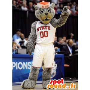 Mascot gray wolf, in sportswear - MASFR20854 - Mascots Wolf