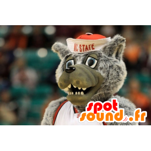 Maskot šedý vlk ve sportovní oblečení - MASFR20854 - vlk Maskoti