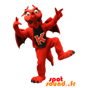 Czerwony i czarny smok maskotka - MASFR20855 - smok Mascot