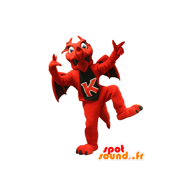Rød og sort drage maskot - Spotsound maskot kostume