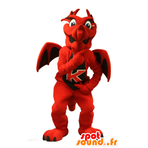 Mascotte de dragon rouge et noir - MASFR20855 - Mascotte de dragon