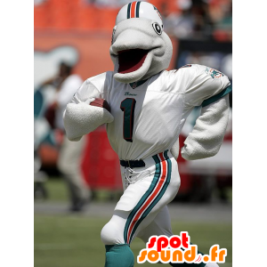 Grå delfinmaskot i sportkläder - Spotsound maskot