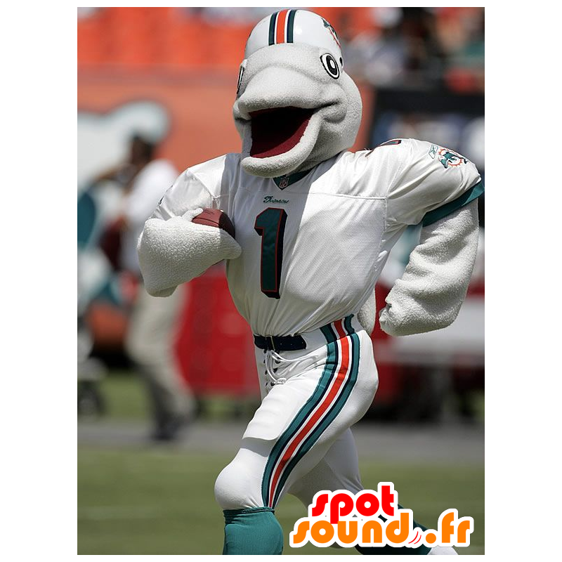 Gray dolphin mascot in sportswear - MASFR20856 - Mascot Dolphin