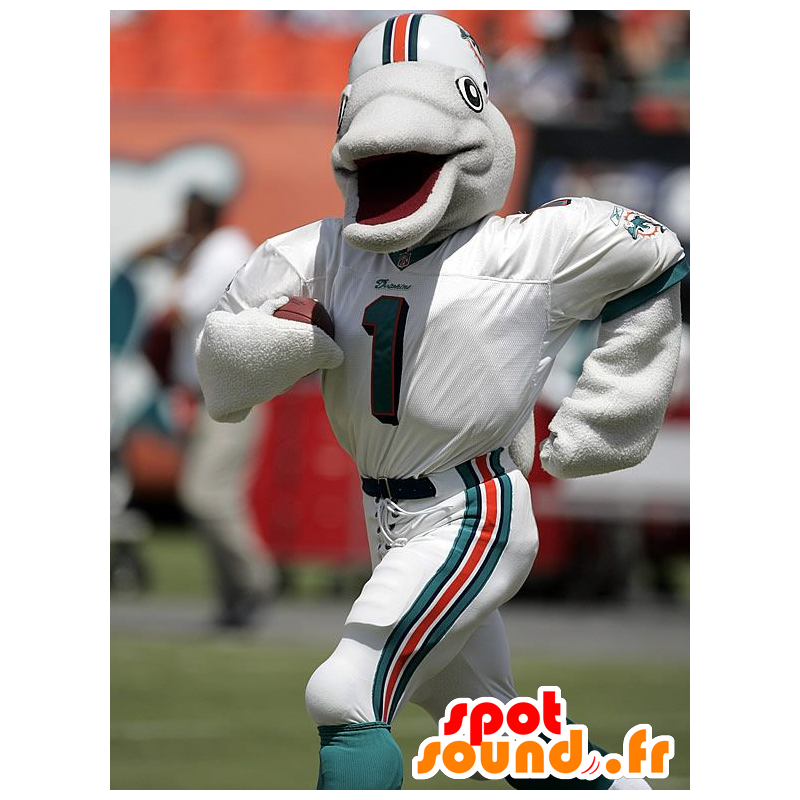 Grigio mascotte del delfino in abbigliamento sportivo - MASFR20856 - Delfino mascotte