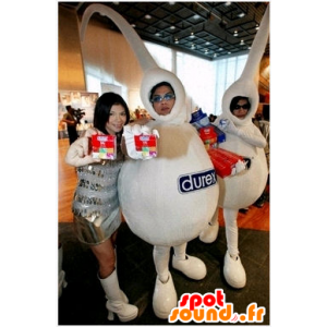 2 white mascots of the Durex brand - MASFR20861 - Mascots of objects