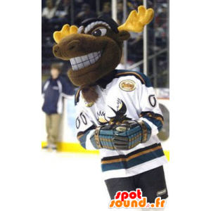 Moose mascot, brown and yellow caribou - MASFR20865 - Animals of the forest