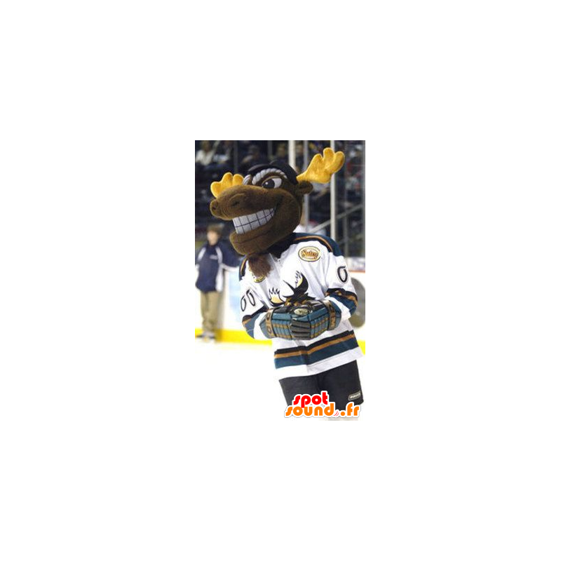 Moose mascot, brown and yellow caribou - MASFR20865 - Animals of the forest Moose mascot, brown and yellow caribou - MASFR20865 - Animals of the forest