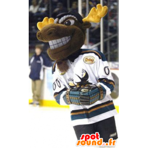 Moose mascot, brown and yellow caribou - MASFR20865 - Animals of the forest
