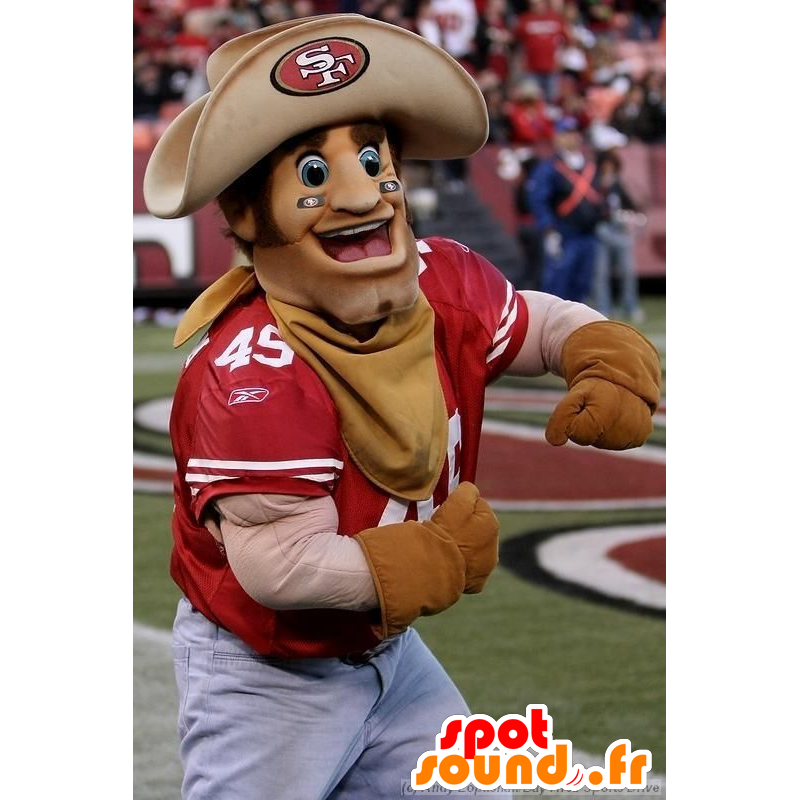 Mascot cowboy muscular e sorrindo - MASFR20867 - Mascotes humanos