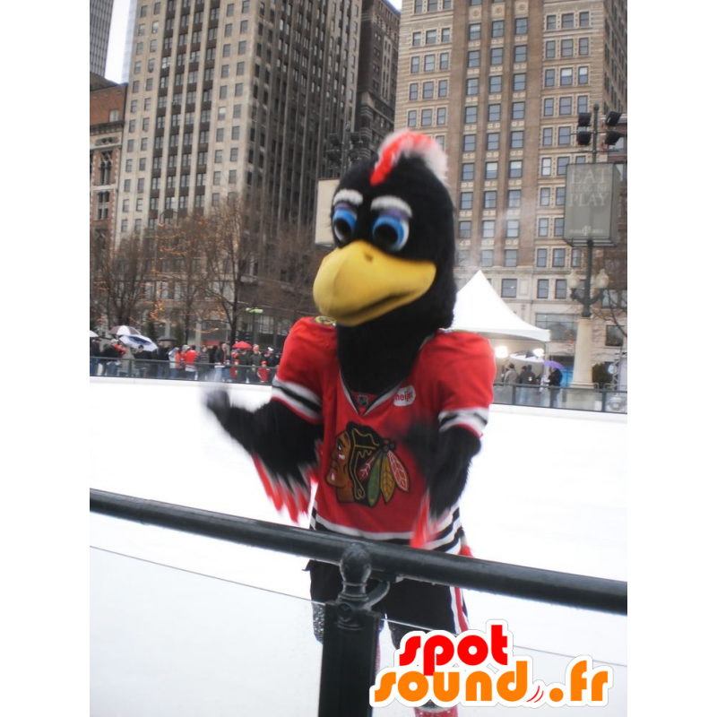 Mascotte d'aigle noir, rouge et blanc - MASFR20870 - Mascotte d'oiseaux