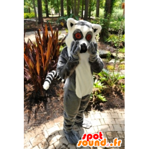 Lemur maskot, lille grå og hvid abe - Spotsound maskot kostume