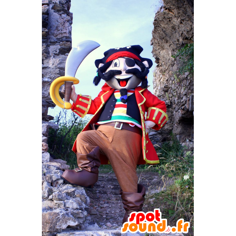 Colorful pirate mascot, in traditional dress - MASFR20880 - Mascottes de Pirate