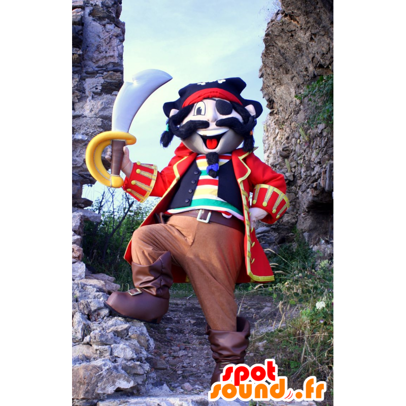 Farverig piratmaskot, i traditionel kjole - Spotsound maskot