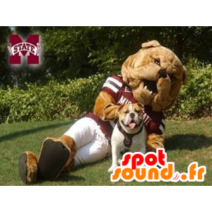 Brun bulldogmaskot i sportkläder - Spotsound maskot