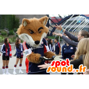 Fox maskot i sportstøj - Spotsound maskot kostume