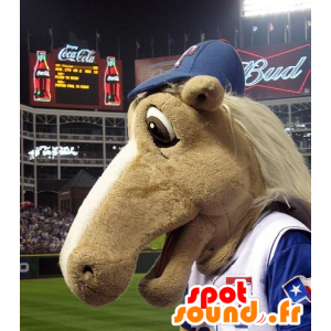 Mascote do cavalo bege no sportswear - MASFR20894 - mascotes cavalo