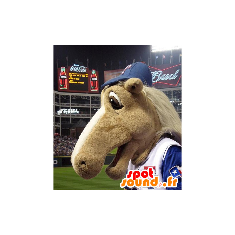 Mascote do cavalo bege no sportswear - MASFR20894 - mascotes cavalo Mascote do cavalo bege no sportswear - MASFR20894 - mascotes cavalo