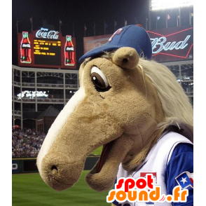 Mascote do cavalo bege no sportswear - MASFR20894 - mascotes cavalo