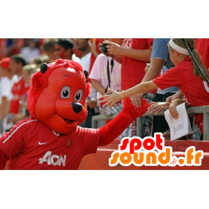 Red bear mascot in sportswear - MASFR20897 - Bear mascot