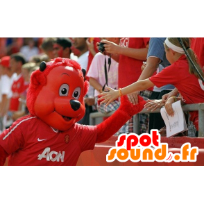 Mascotte d'ours rouge en tenue de sport - MASFR20897 - Mascotte d'ours