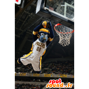 Blue and yellow tiger mascot - MASFR20899 - Tiger mascots