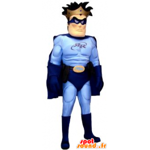Superhelt maskot i blått antrekk