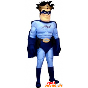 Superhero mascota en traje azul, - MASFR20906 - Mascota de superhéroe