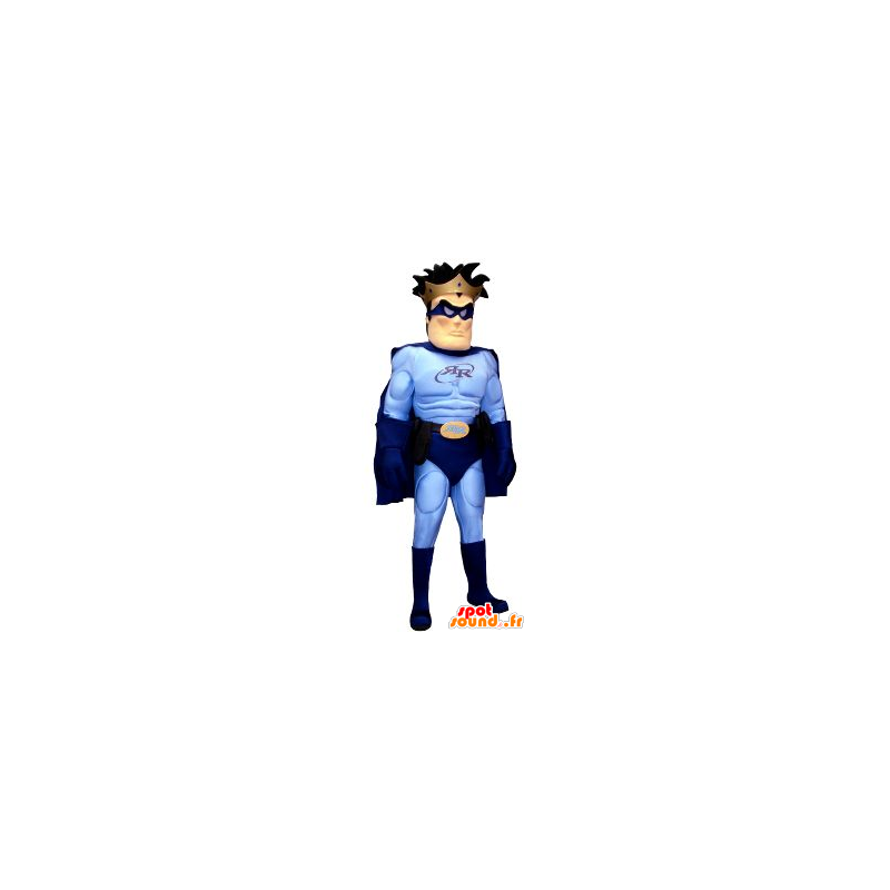 Superheld mascotte in blauwe outfit - MASFR20906 - superheld mascotte