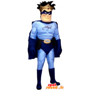 Mascotte de super-héros en tenue bleue - MASFR20906 - Mascotte de super-héros