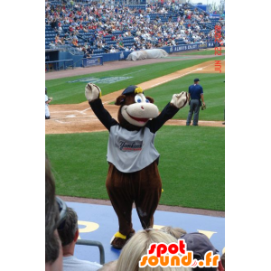Brown and white cow mascot, smiling - MASFR20914 - Mascot cow