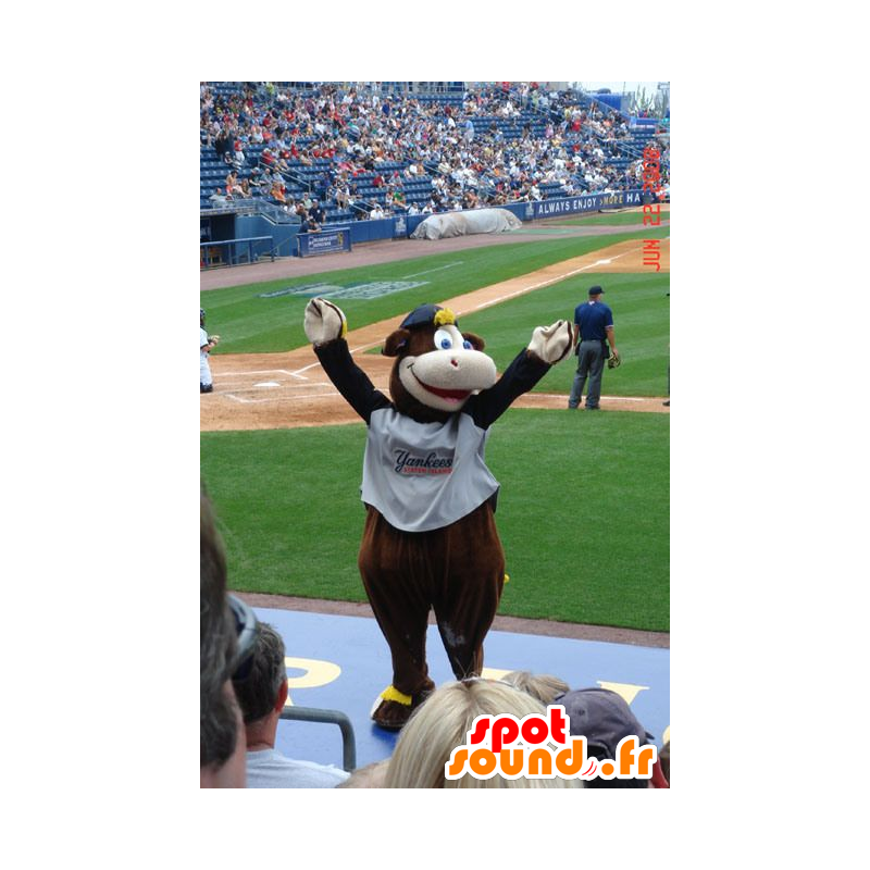 Brown and white cow mascot, smiling - MASFR20914 - Mascot cow Brown and white cow mascot, smiling - MASFR20914 - Mascot cow