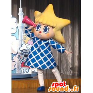 Girl mascot head with asteroid - MASFR20916 - Mascots child