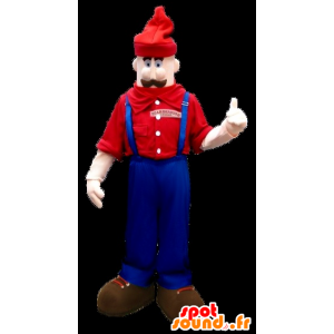 Mascot besnorde man in een overall - MASFR20917 - man Mascottes