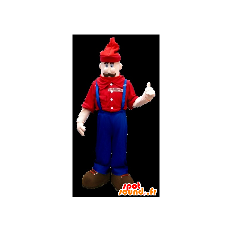 Mascot mustachioed man in overalls - MASFR20917 - Human mascots