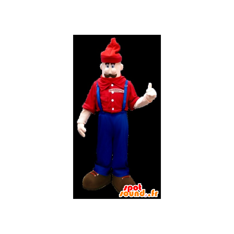 Mascot schnauzbärtige Mann im Overall - MASFR20917 - Menschliche Maskottchen