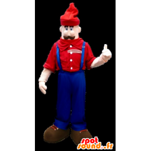 Mascot mustachioed man in overalls - MASFR20917 - Human mascots