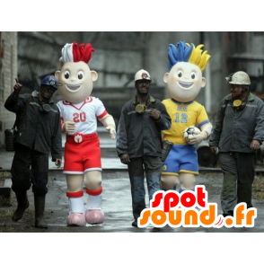 2 färgglada fanmaskoter - Spotsound maskot