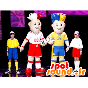 2 färgglada fanmaskoter - Spotsound maskot