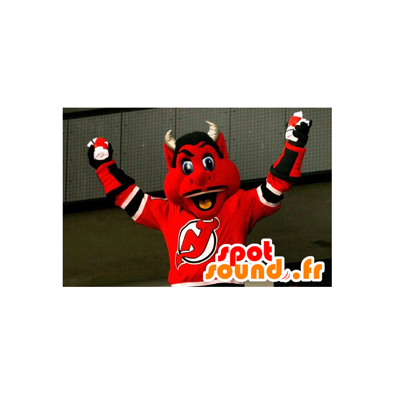 Mascot rode duivel, zwart en wit - MASFR20924 - uitgestorven dieren Mascottes