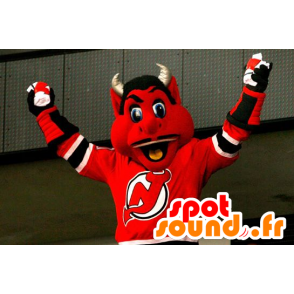 Mascot rode duivel, zwart en wit - MASFR20924 - uitgestorven dieren Mascottes