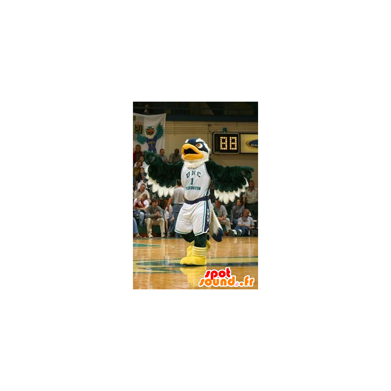 Green eagle mascot, blue and white - MASFR20925 - Mascot of birds