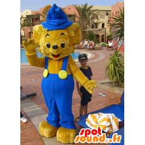 Beige teddy mascotte overalls - MASFR20926 - Bear Mascot