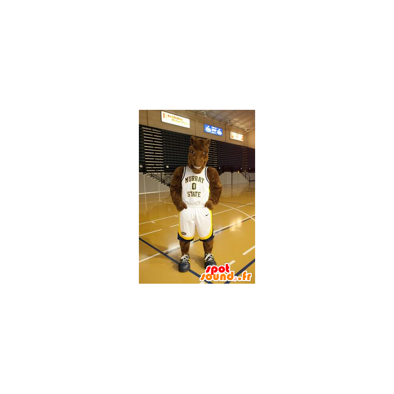 Brown horse mascot in sportswear - MASFR20933 - Mascots horse Brown horse mascot in sportswear - MASFR20933 - Mascots horse