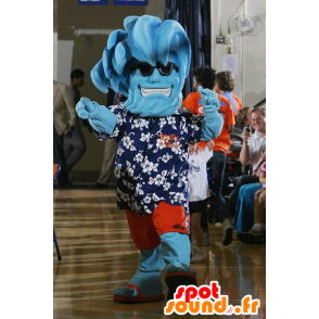Mascot homem azul, turista, onda - MASFR20938 - Mascotes não classificados