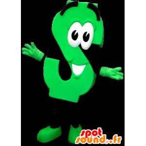 Mascot av bokstaven S, fluorescerende grønn og svart - MASFR20948 - Maskoter gjenstander