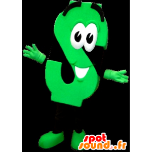 Mascotbogstav S, neongrøn og sort - Spotsound maskot kostume