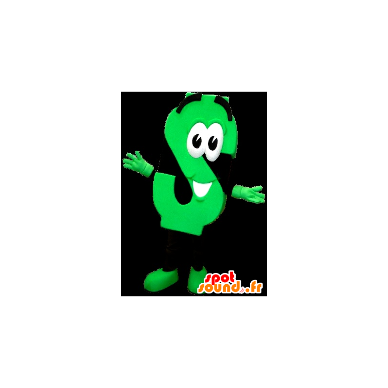 Mascot av bokstaven S, fluorescerende grønn og svart - MASFR20948 - Maskoter gjenstander