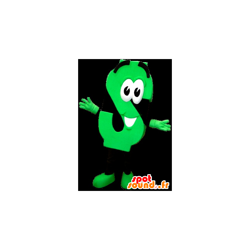 Mascotte de la lettre S, vert fluo et noir - MASFR20948 - Mascottes d'objets