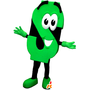 Mascote da letra S, fluorescente verde e preto - MASFR20948 - objetos mascotes