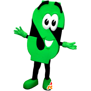 Mascotte van de letter S, fluorescerend groen en zwart - MASFR20948 - mascottes objecten